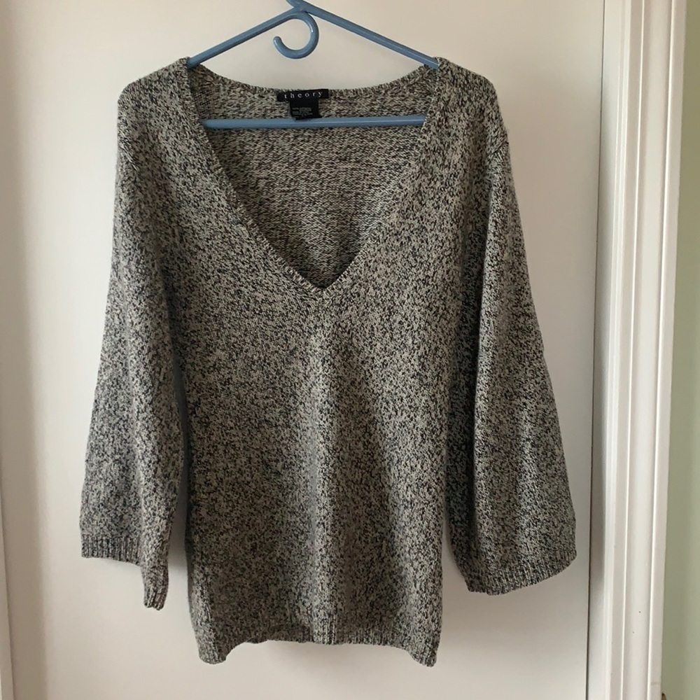 Theory Cashmere Deep V-Neck Sweater S